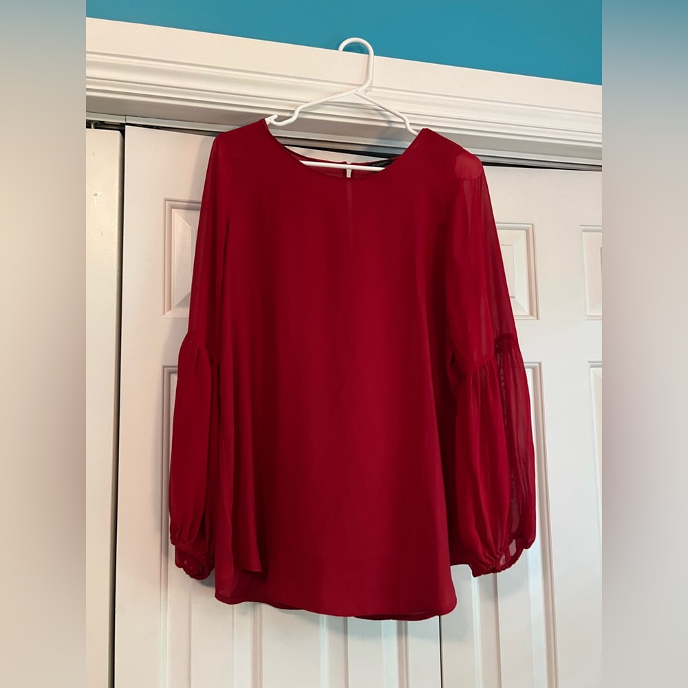 Women’s Ann Taylor Factory Red Puff Sleeve Blouse